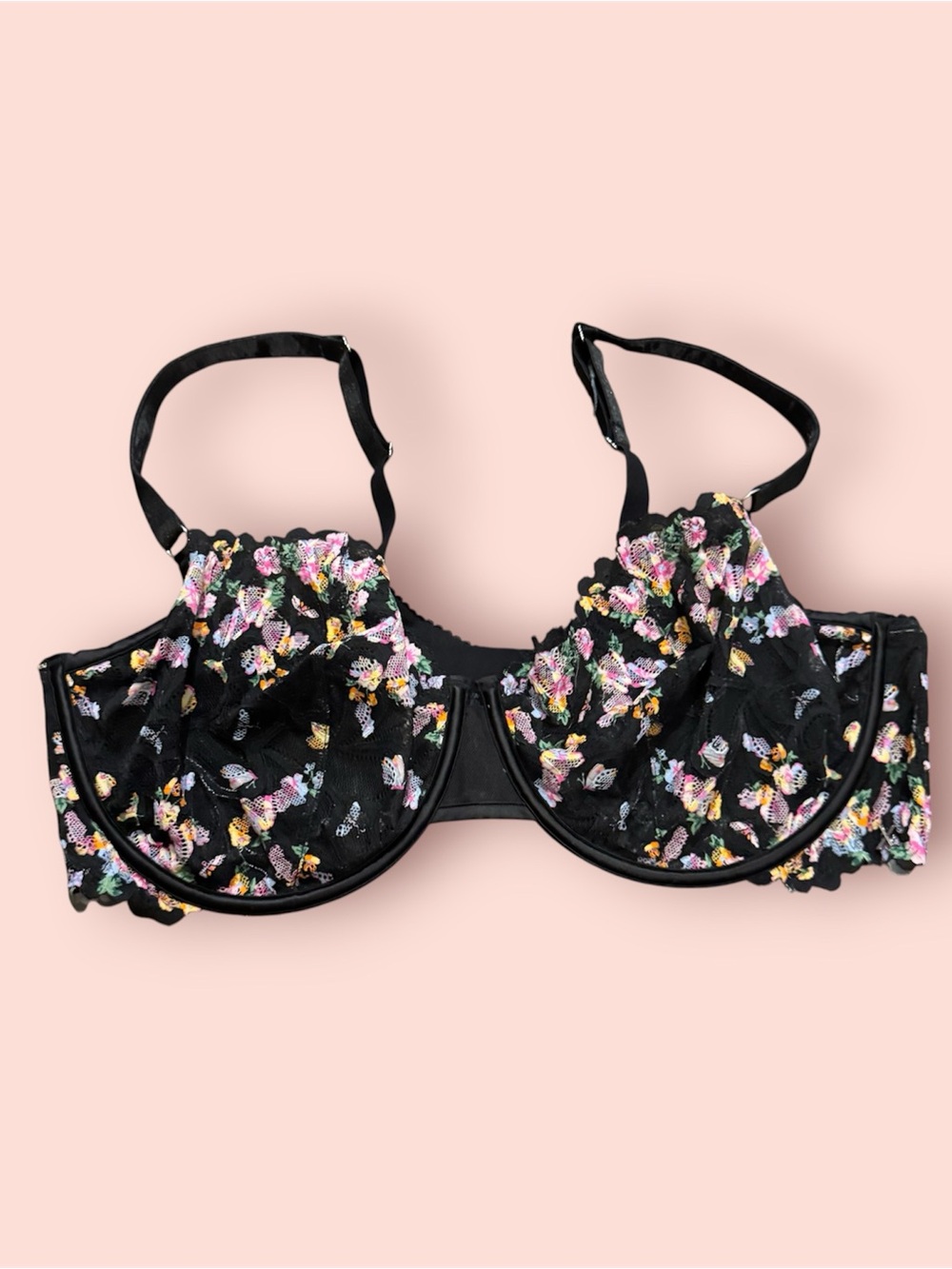 NWT Savage X Fenty Black Floral Lace Bra